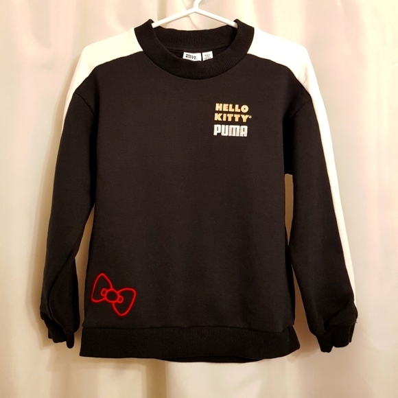 Puma Hello Kitty girls size 7/8 or XS years black long sleeve sweatshirt VGUC - Picture 1 of 6